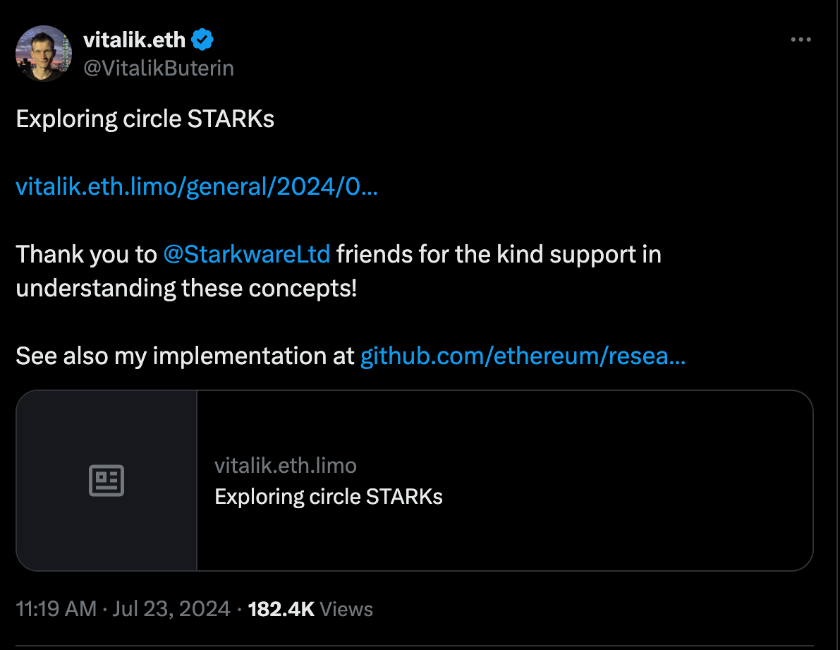 Everything to know about Vitalik Buterin's Circle STARKS