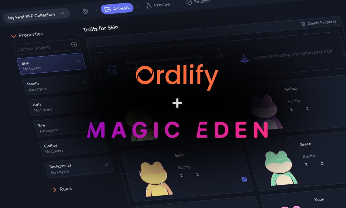 Magic Eden和Ordlify合作简化新比特币普通藏品的创建和销售