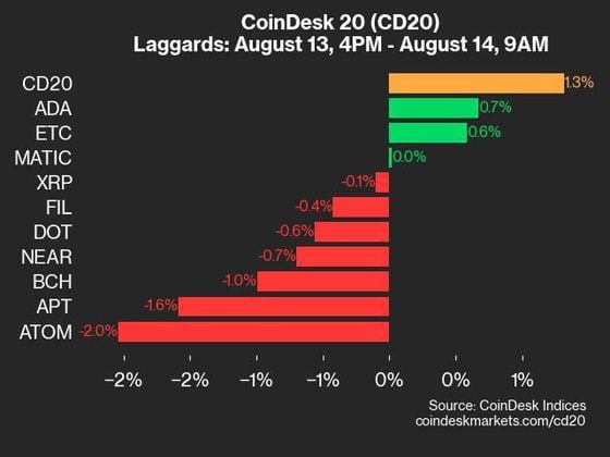 9am CoinDesk 20 Update for 2024-08-14: laggards